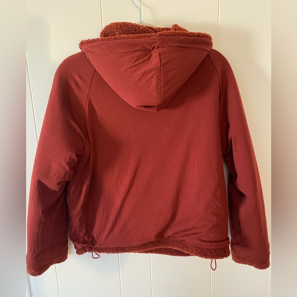 Vince Maroon Sherpa Knit Scuba Hoodie Pullover XS Oversized - Picture 9 of 9